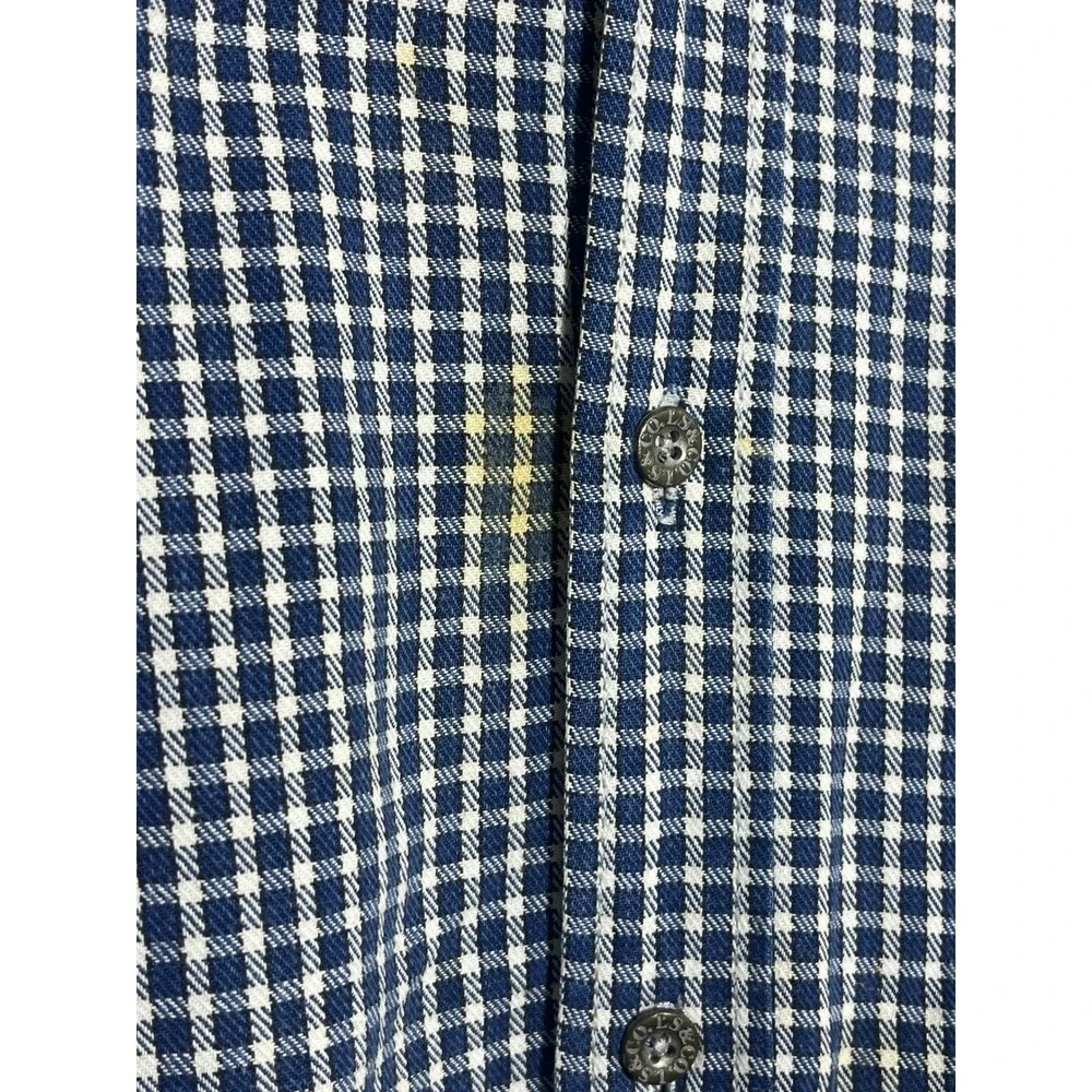 Levis Mens Blue White Gingham Check Button Down Shirt Large Long Sleeve Cotton